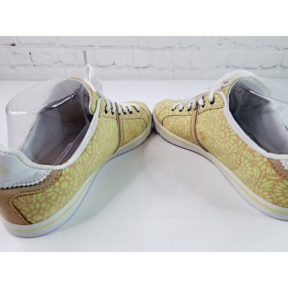 Lands End Canvas Shoes Sneakers Lime Green Citrus Floral Women's Size 8 B - Picture 5 of 8